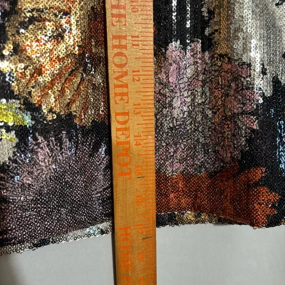ZARA Basic size L Floral Sequin Multicolor Lined Mini Skirt - Picture 5 of 9